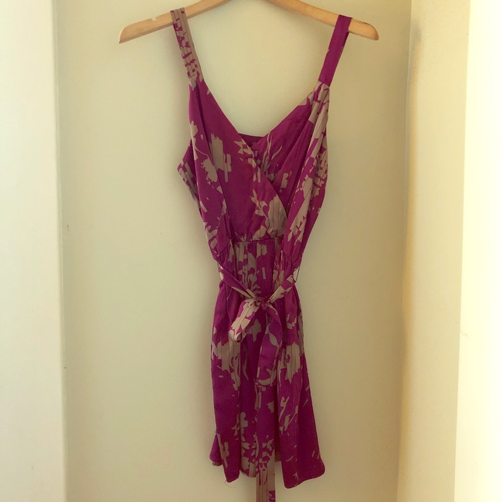 Rory Beca Silk Mini Wrap Slip Dress Magenta xs